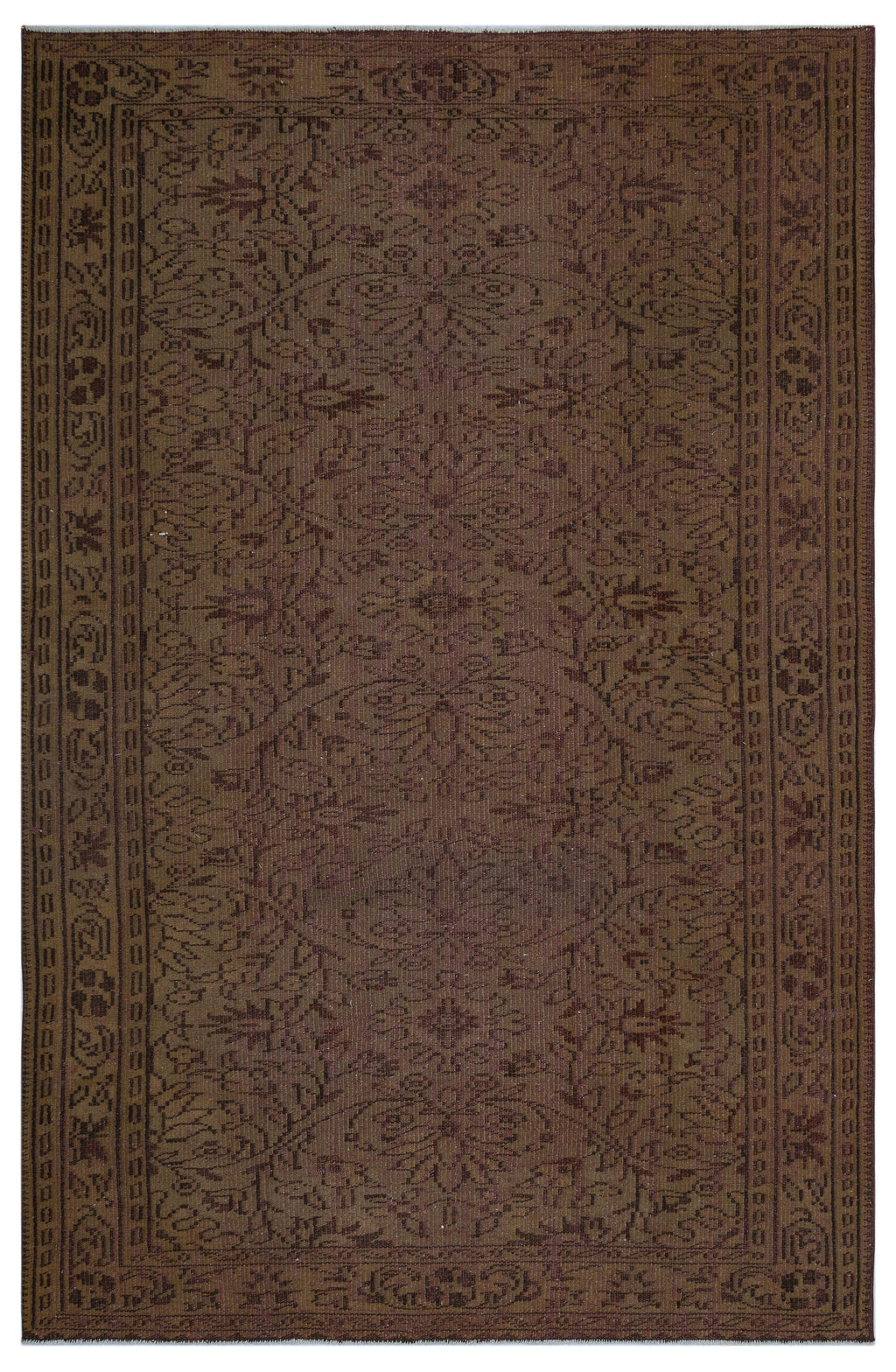 Brown Over Dyed Vintage Rug 5'9'' x 8'8'' ft 174 x 264 cm