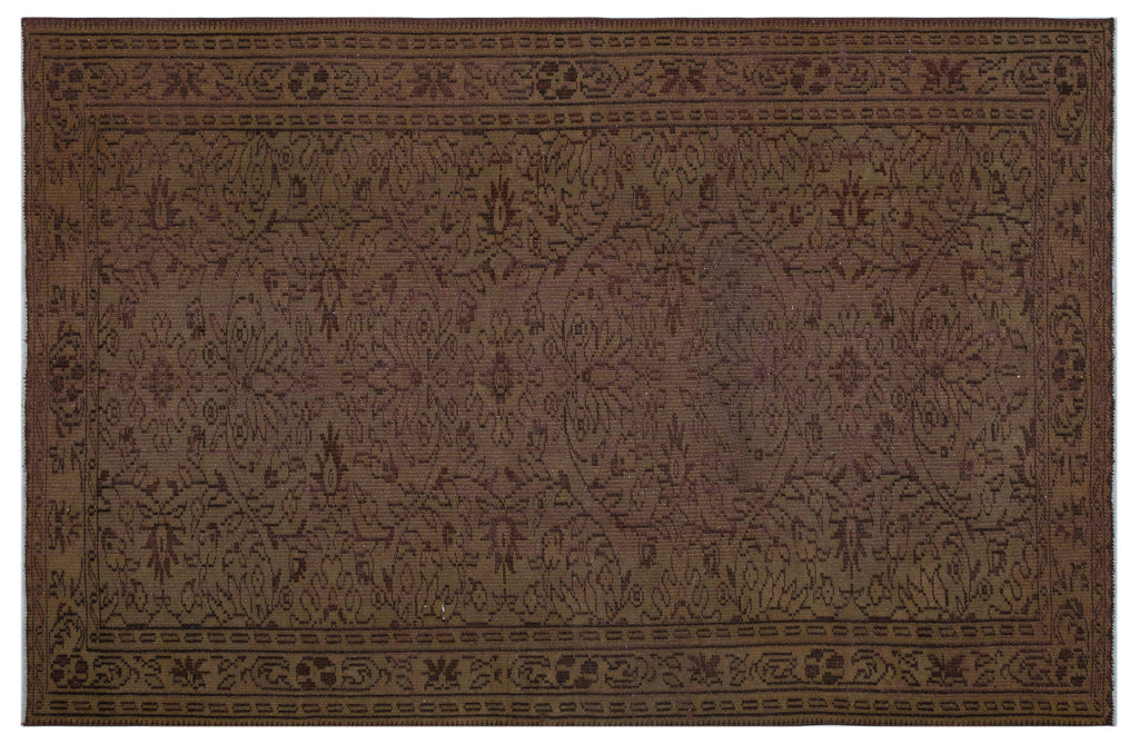 Brown Over Dyed Vintage Rug 5'9'' x 8'8'' ft 174 x 264 cm