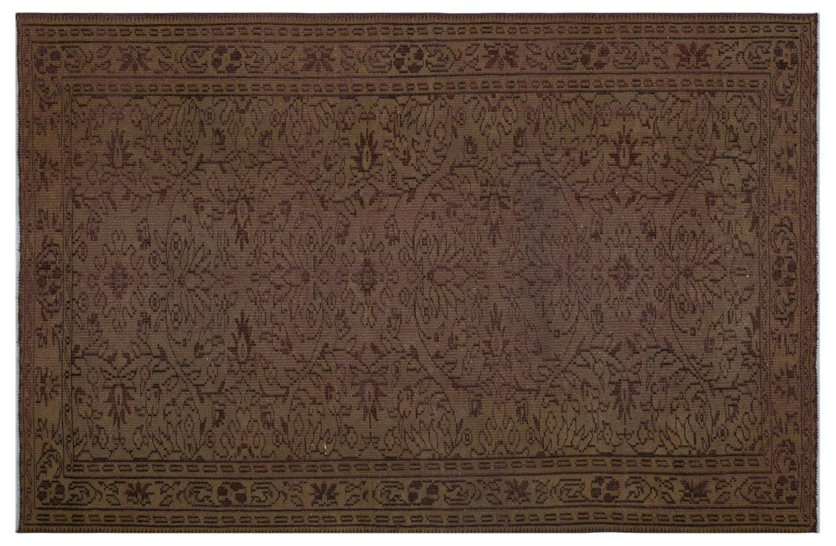 Brown Over Dyed Vintage Rug 5&#39;9&#39;&#39; x 8&#39;8&#39;&#39; ft 174 x 264 cm