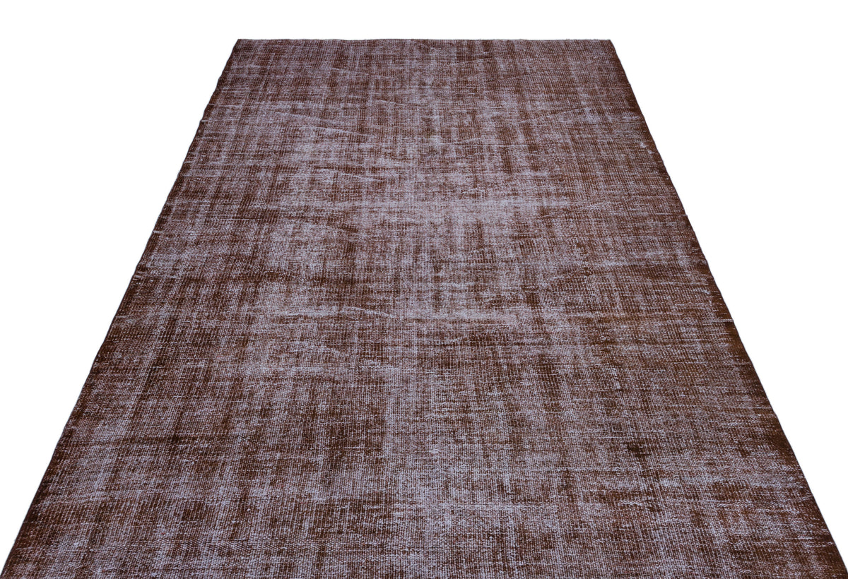 Brown Over Dyed Vintage Rug 5&#39;7&#39;&#39; x 9&#39;5&#39;&#39; ft 169 x 288 cm