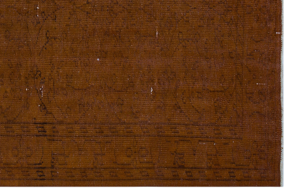 Brown Over Dyed Vintage Rug 5&#39;3&#39;&#39; x 8&#39;2&#39;&#39; ft 160 x 248 cm