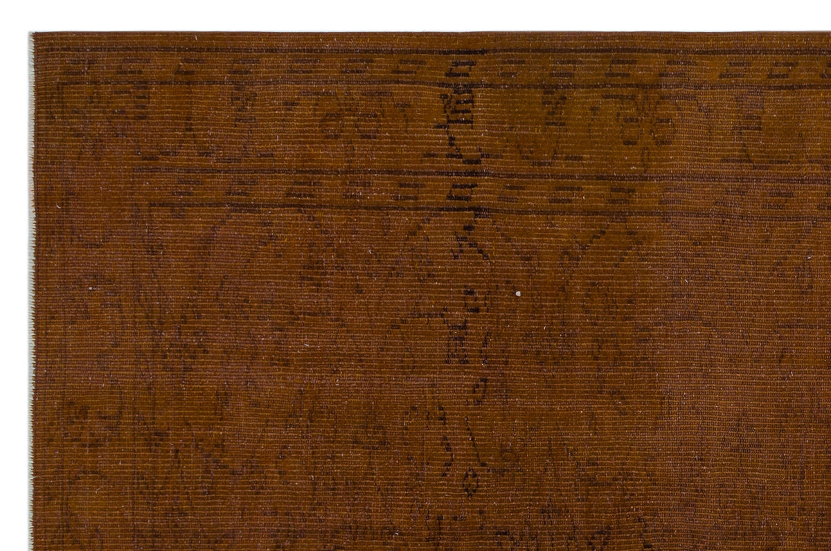 Brown Over Dyed Vintage Rug 5&#39;3&#39;&#39; x 8&#39;2&#39;&#39; ft 160 x 248 cm