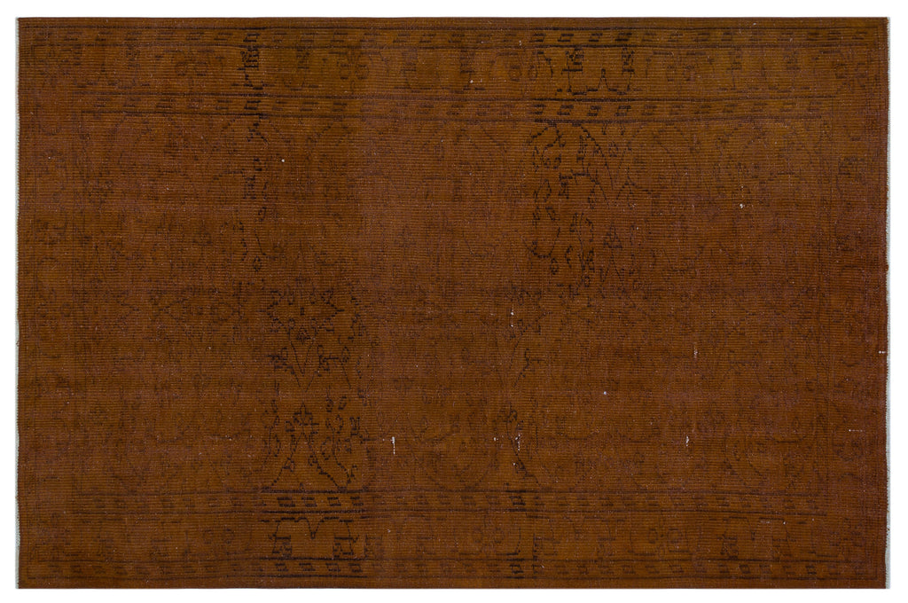 Brown Over Dyed Vintage Rug 5'3'' x 8'2'' ft 160 x 248 cm
