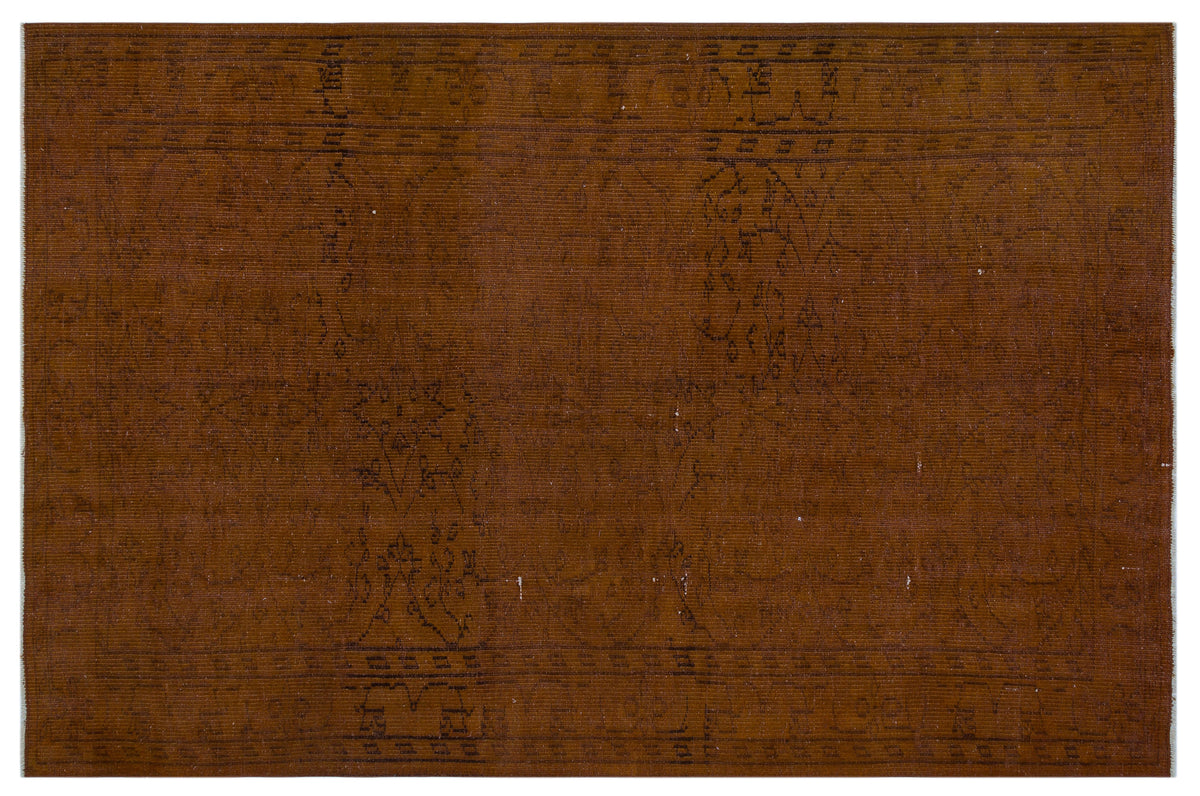 Brown Over Dyed Vintage Rug 5&#39;3&#39;&#39; x 8&#39;2&#39;&#39; ft 160 x 248 cm
