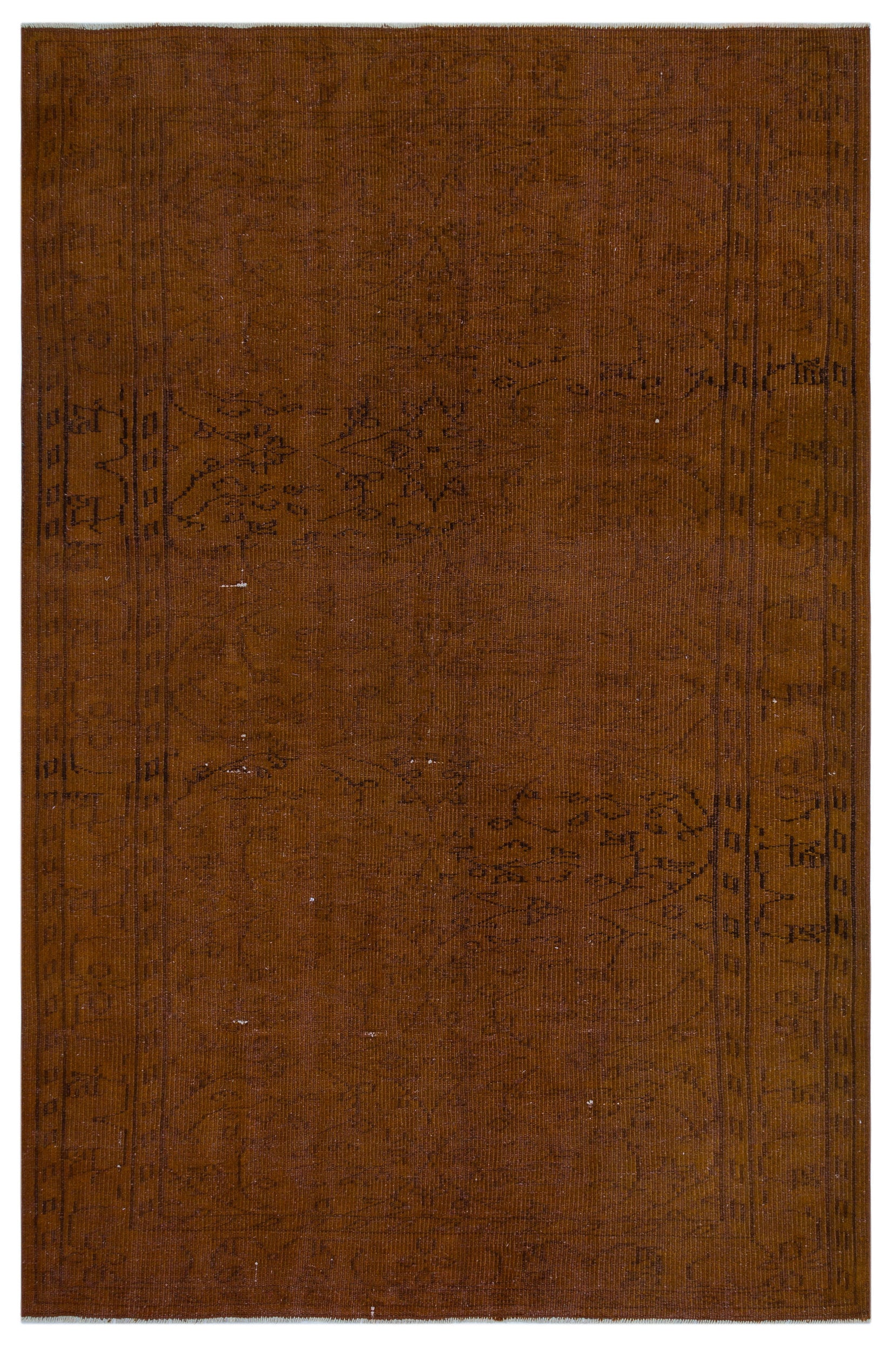 Brown Over Dyed Vintage Rug 5'3'' x 8'2'' ft 160 x 248 cm