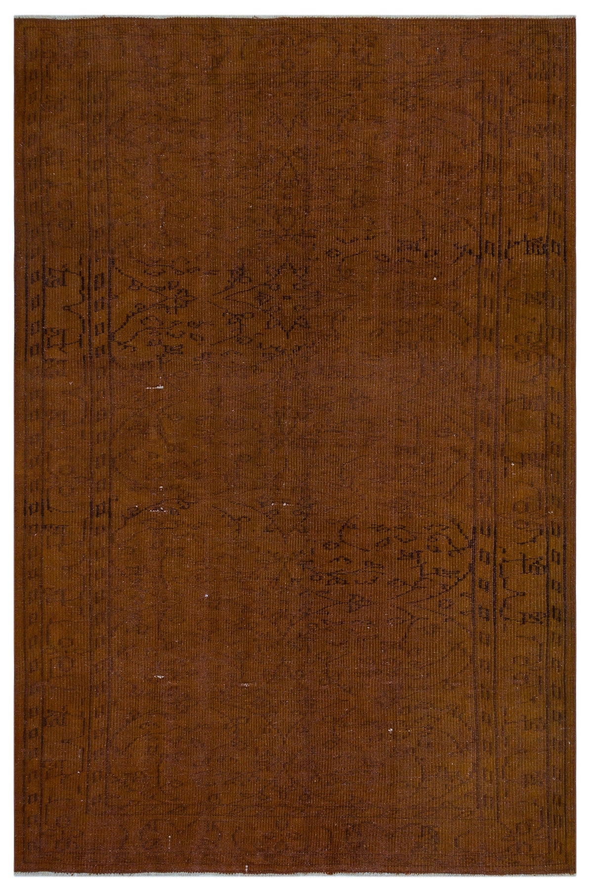 Brown Over Dyed Vintage Rug 5&#39;3&#39;&#39; x 8&#39;2&#39;&#39; ft 160 x 248 cm