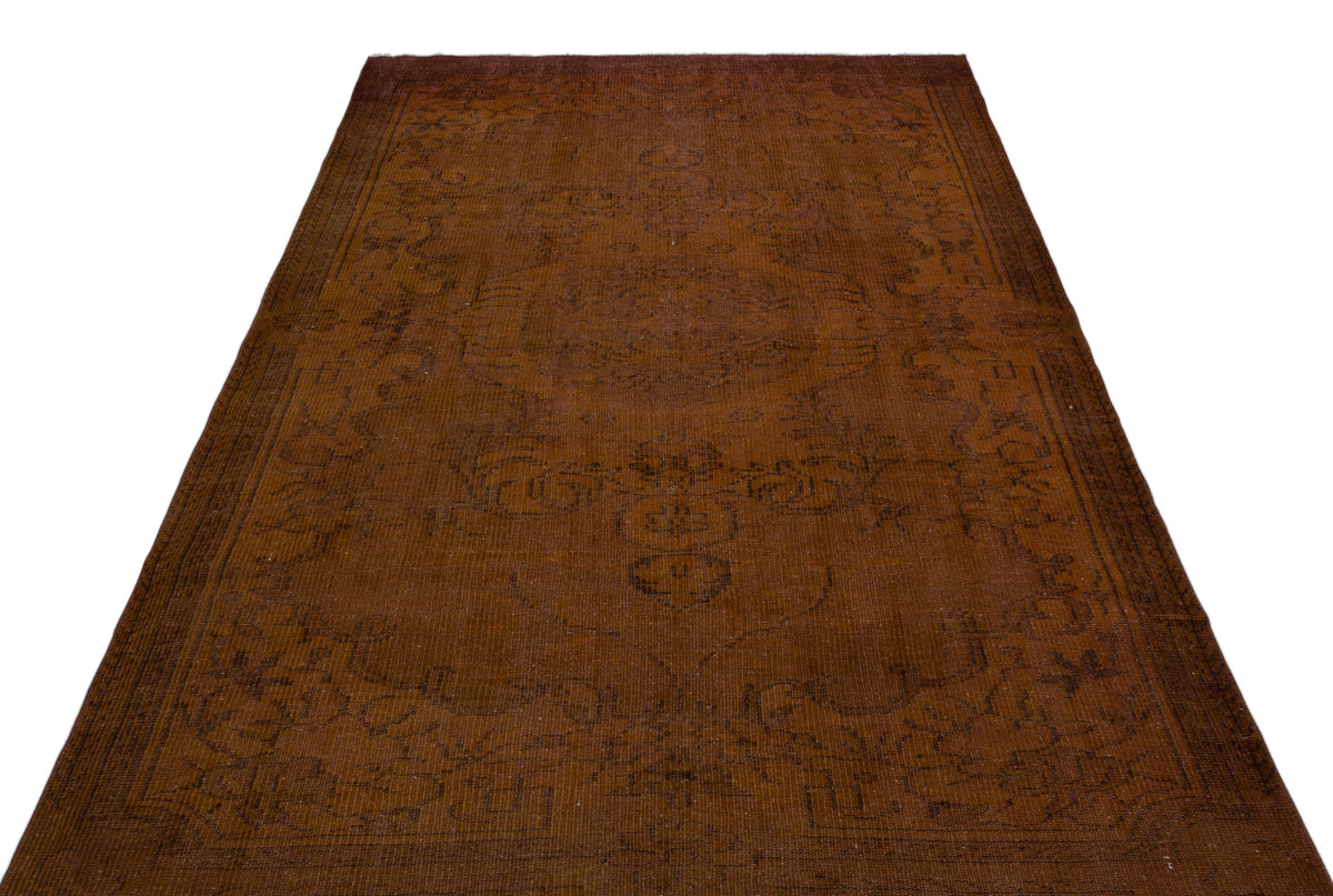 Brown Over Dyed Vintage Rug 5&#39;6&#39;&#39; x 9&#39;1&#39;&#39; ft 168 x 277 cm