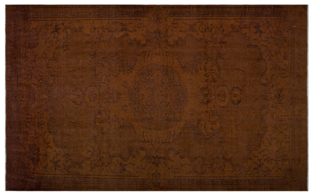 Brown Over Dyed Vintage Rug 5&#39;6&#39;&#39; x 9&#39;1&#39;&#39; ft 168 x 277 cm