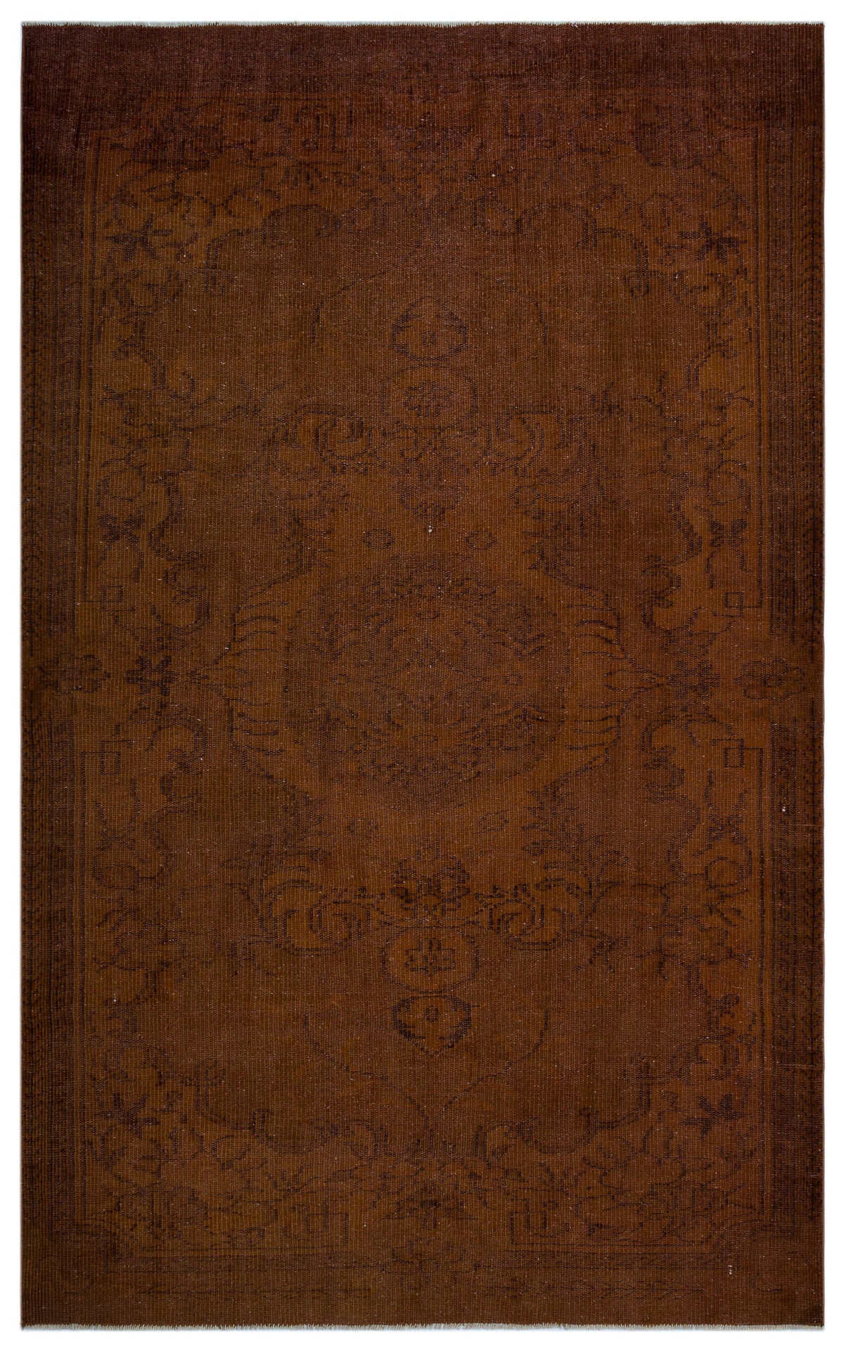 Brown Over Dyed Vintage Rug 5&#39;6&#39;&#39; x 9&#39;1&#39;&#39; ft 168 x 277 cm