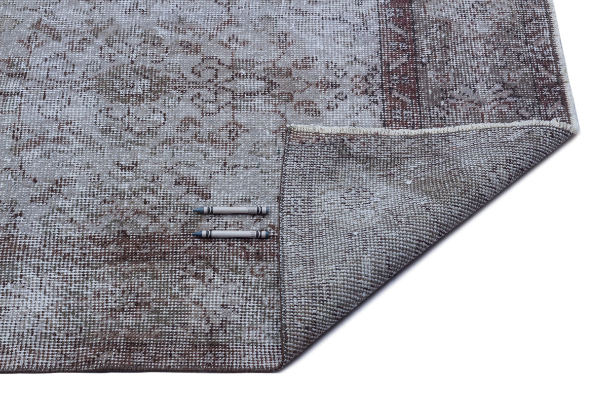 Gray Over Dyed Vintage Rug 5&#39;3&#39;&#39; x 9&#39;2&#39;&#39; ft 161 x 279 cm