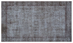 Gray Over Dyed Vintage Rug 5'3'' x 9'2'' ft 161 x 279 cm