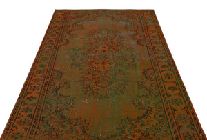 Brown Over Dyed Vintage Rug 5'3'' x 8'6'' ft 160 x 260 cm