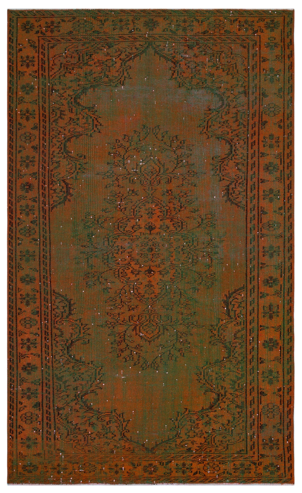 Brown Over Dyed Vintage Rug 5&#39;3&#39;&#39; x 8&#39;6&#39;&#39; ft 160 x 260 cm