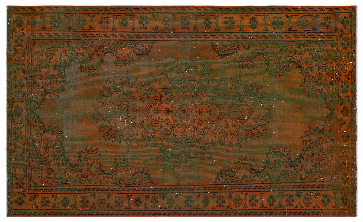 Brown Over Dyed Vintage Rug 5&#39;3&#39;&#39; x 8&#39;6&#39;&#39; ft 160 x 260 cm