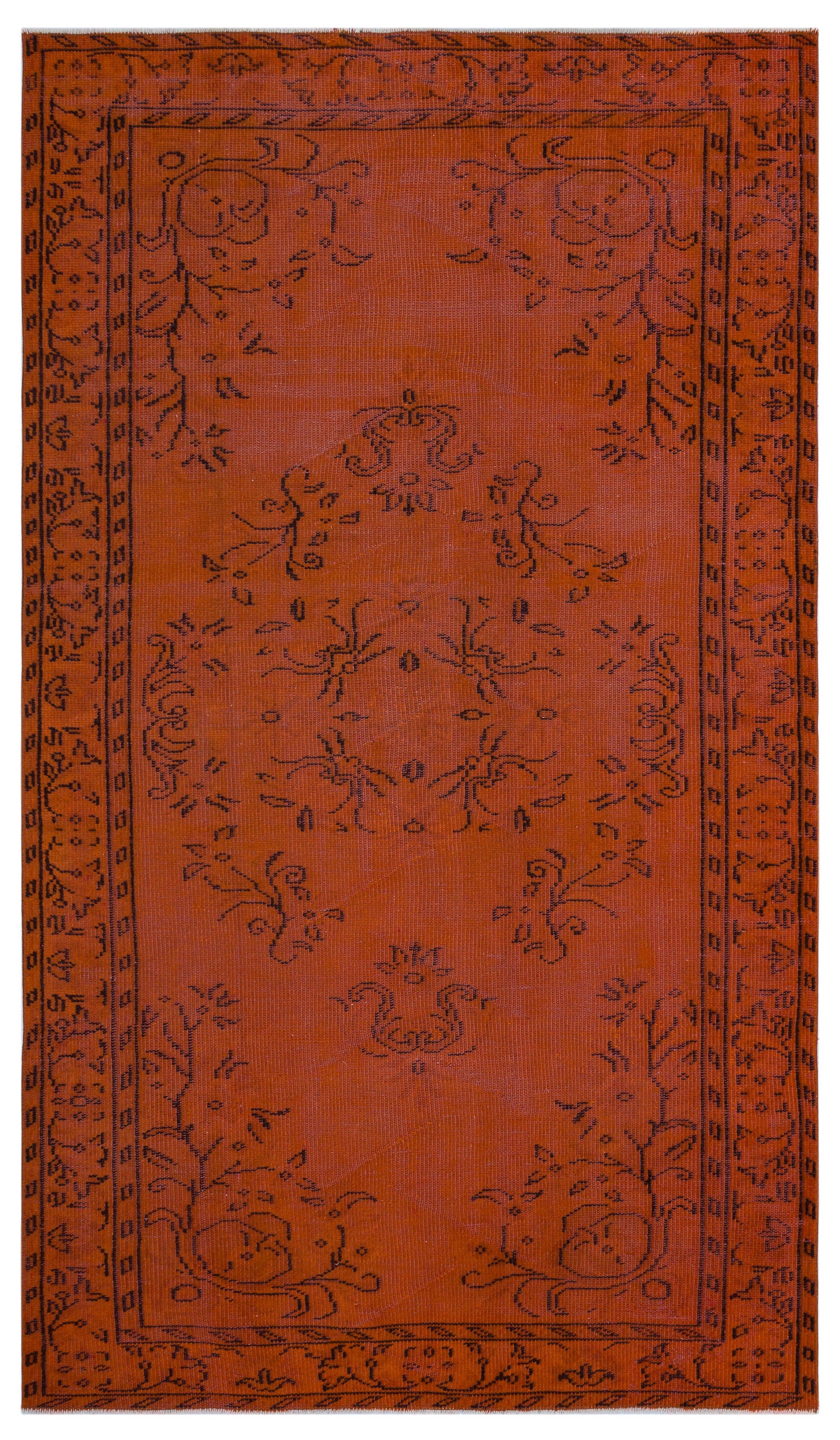 Orange Over Dyed Vintage Rug 5'0'' x 8'5'' ft 153 x 257 cm