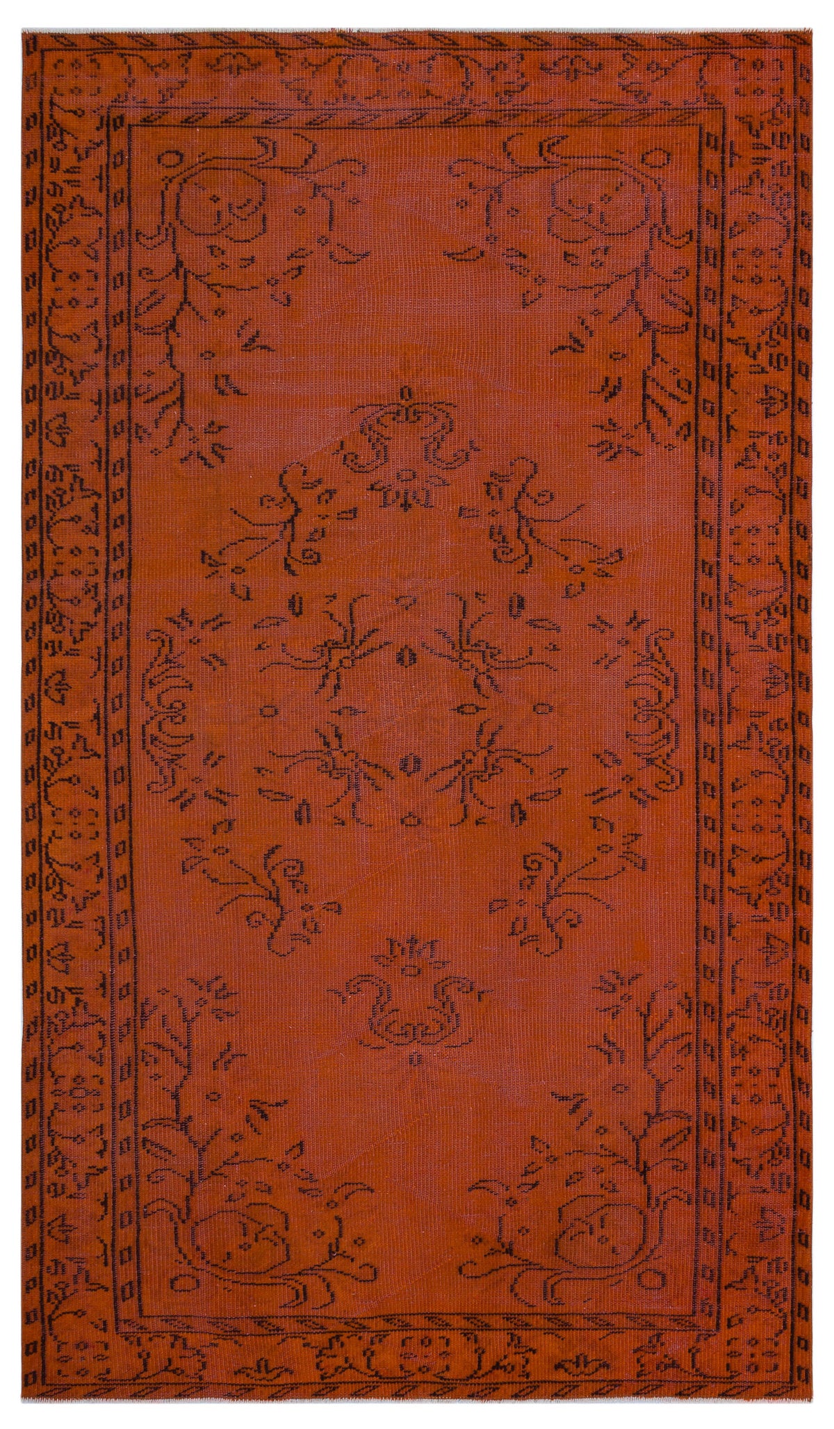Orange Over Dyed Vintage Rug 5&#39;0&#39;&#39; x 8&#39;5&#39;&#39; ft 153 x 257 cm