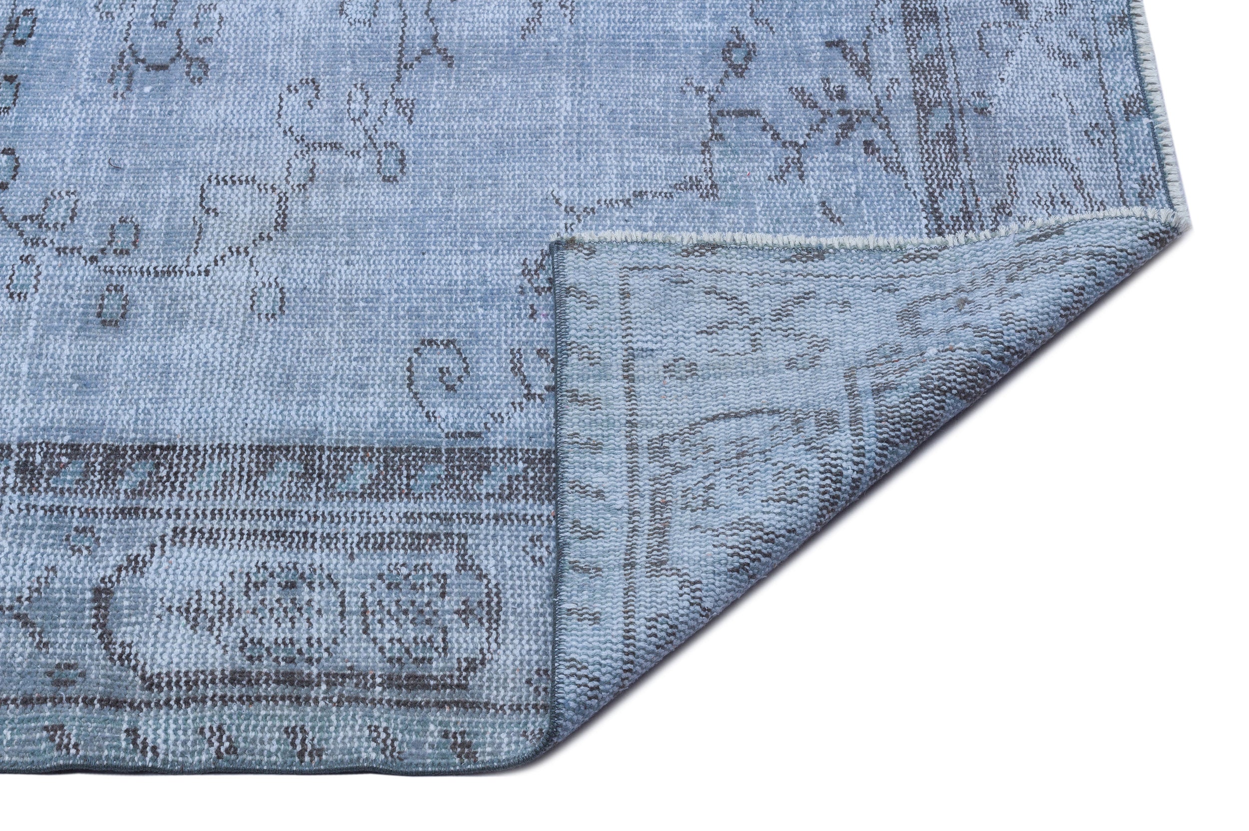 Blue Over Dyed Vintage Rug 5'9'' x 8'8'' ft 175 x 264 cm