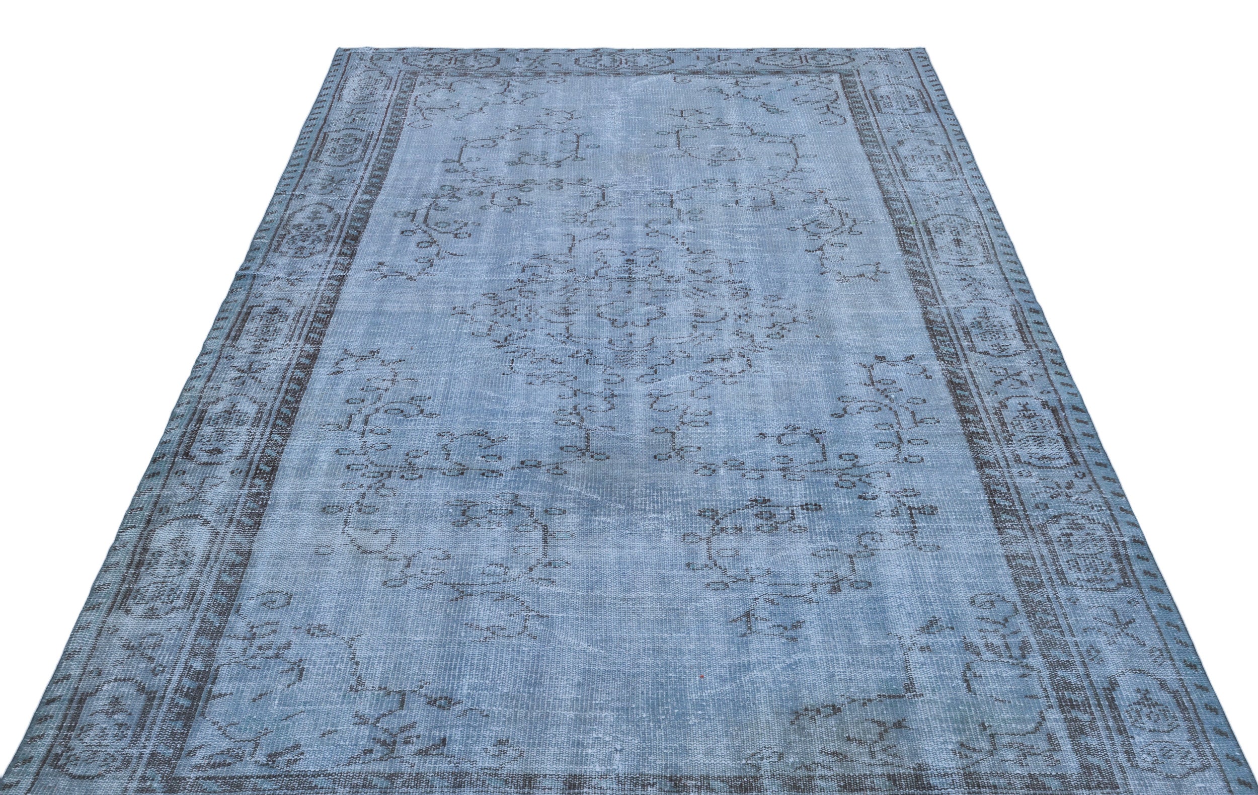 Blue Over Dyed Vintage Rug 5'9'' x 8'8'' ft 175 x 264 cm