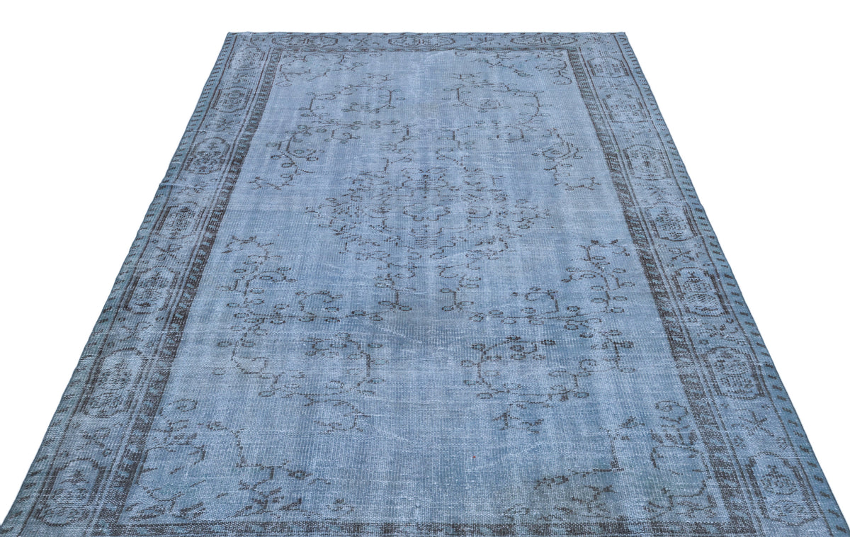 Blue Over Dyed Vintage Rug 5&#39;9&#39;&#39; x 8&#39;8&#39;&#39; ft 175 x 264 cm