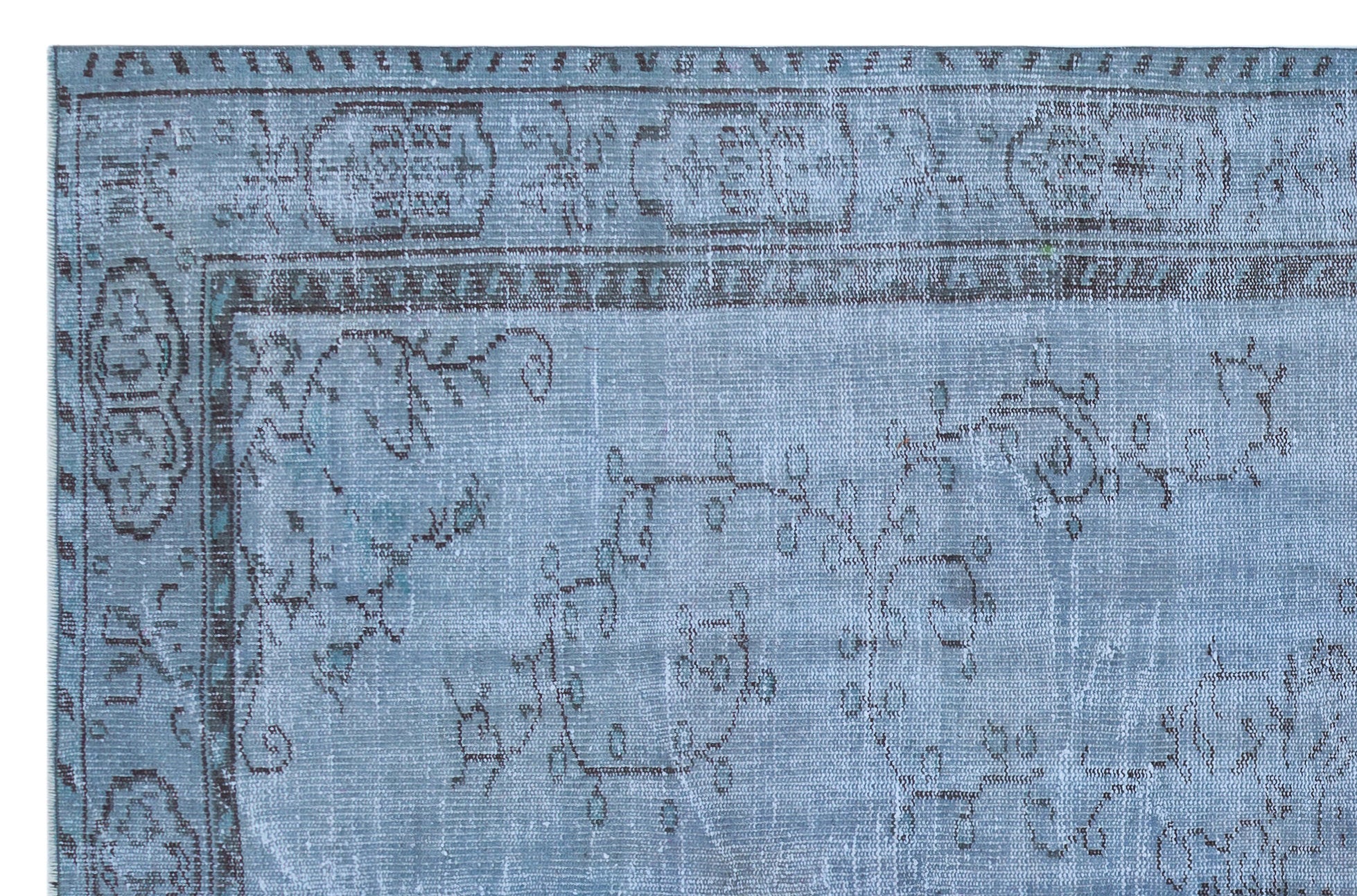 Blue Over Dyed Vintage Rug 5'9'' x 8'8'' ft 175 x 264 cm