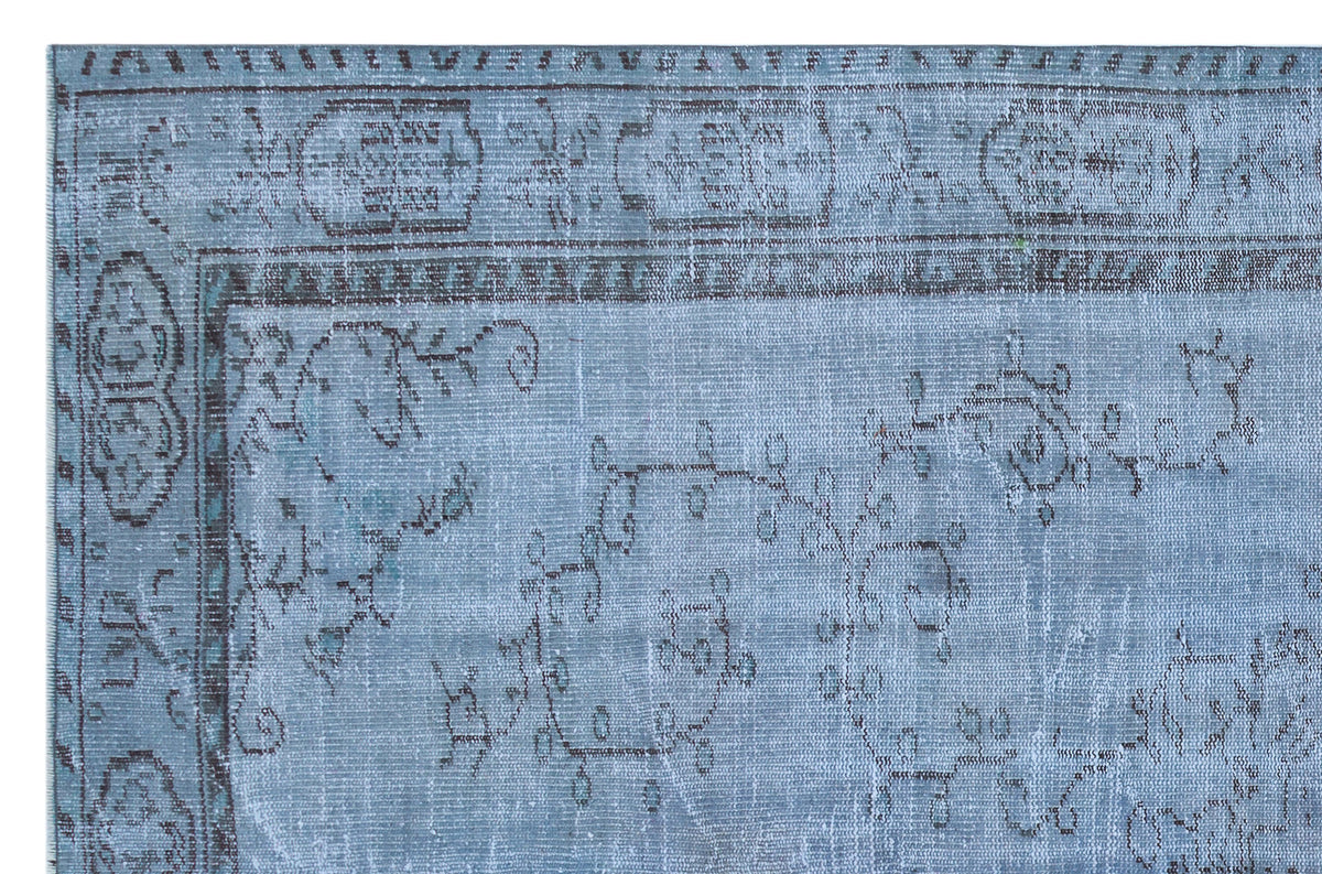 Blue Over Dyed Vintage Rug 5&#39;9&#39;&#39; x 8&#39;8&#39;&#39; ft 175 x 264 cm