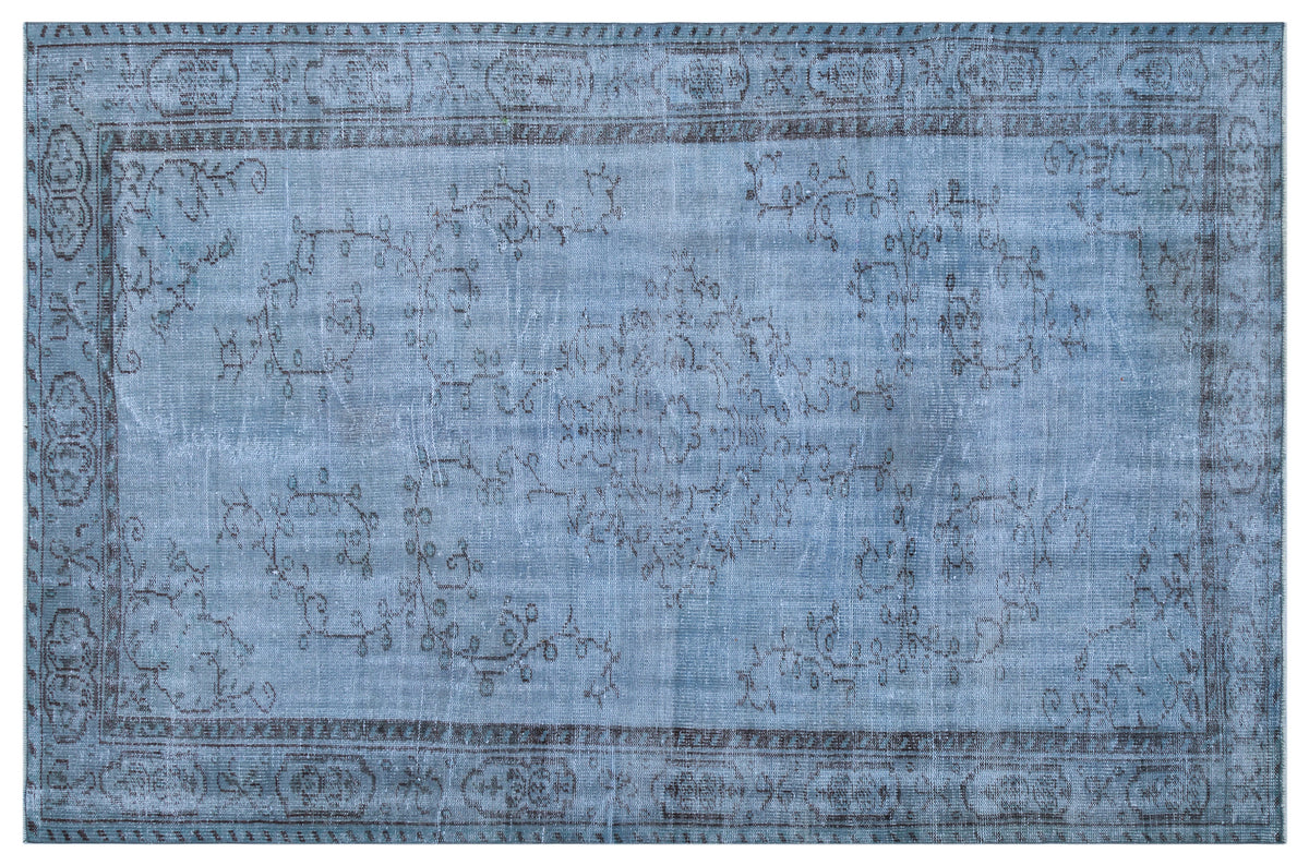 Blue Over Dyed Vintage Rug 5&#39;9&#39;&#39; x 8&#39;8&#39;&#39; ft 175 x 264 cm