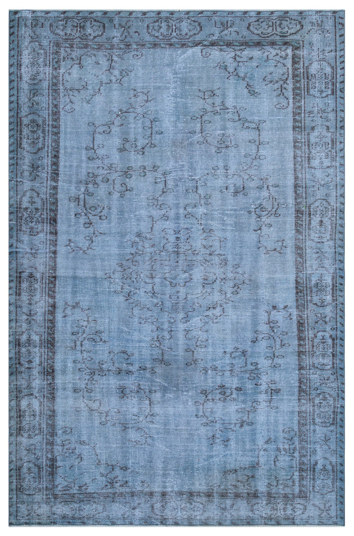 Blue Over Dyed Vintage Rug 5&#39;9&#39;&#39; x 8&#39;8&#39;&#39; ft 175 x 264 cm