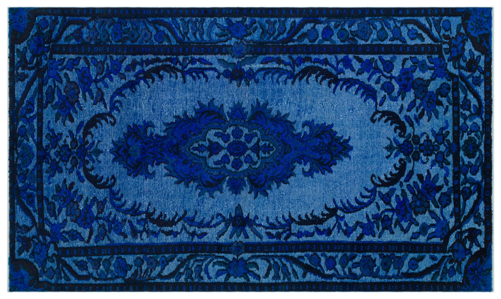 Blue Over Dyed Carved Rug 5'6'' x 9'5'' ft 167 x 286 cm