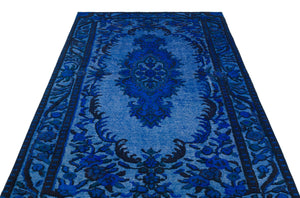 Blue Over Dyed Carved Rug 5'6'' x 9'5'' ft 167 x 286 cm