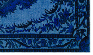 Blue Over Dyed Carved Rug 5'6'' x 9'5'' ft 167 x 286 cm