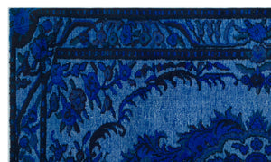 Blue Over Dyed Carved Rug 5'6'' x 9'5'' ft 167 x 286 cm