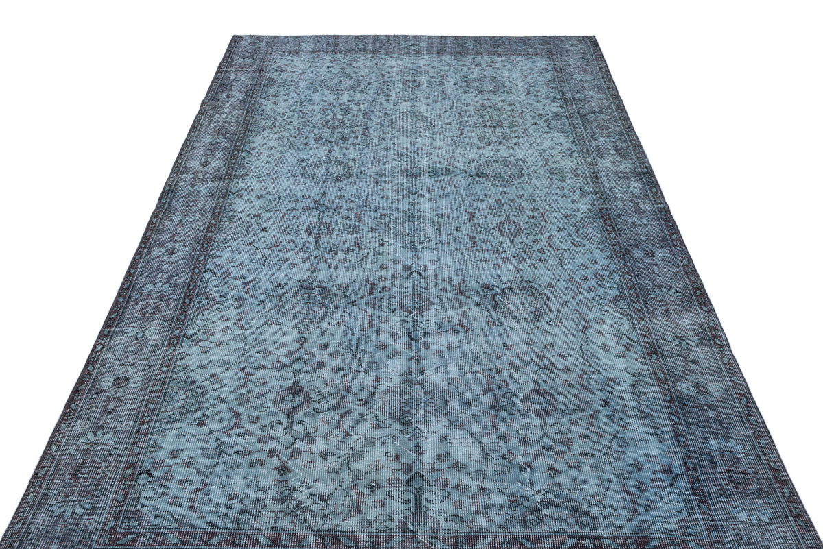 Blue Over Dyed Vintage Rug 5&#39;7&#39;&#39; x 9&#39;6&#39;&#39; ft 170 x 290 cm