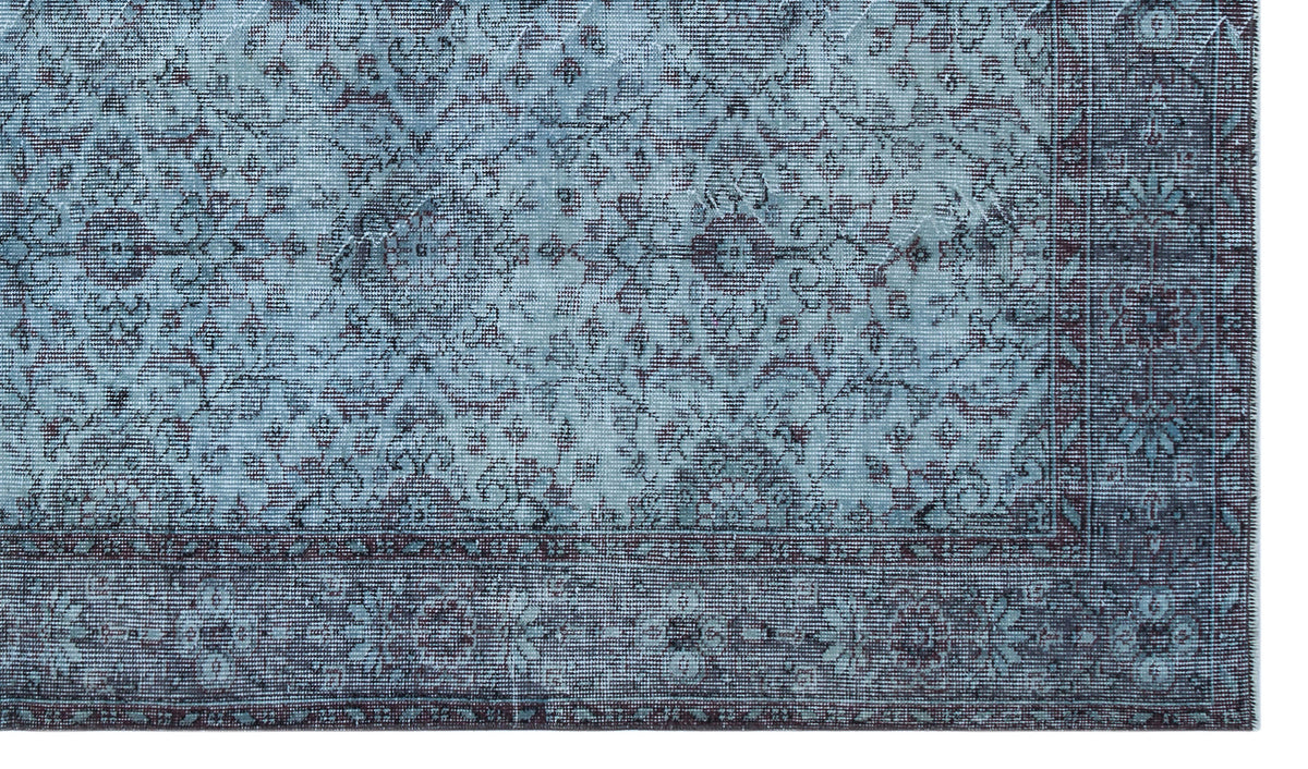 Blue Over Dyed Vintage Rug 5&#39;7&#39;&#39; x 9&#39;6&#39;&#39; ft 170 x 290 cm