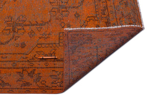 Orange Over Dyed Vintage Rug 6'2'' x 8'11'' ft 187 x 271 cm