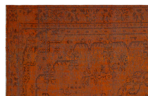 Orange Over Dyed Vintage Rug 6'2'' x 8'11'' ft 187 x 271 cm