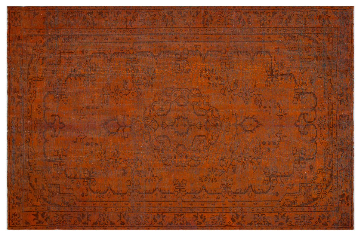 Orange Over Dyed Vintage Rug 6&#39;2&#39;&#39; x 8&#39;11&#39;&#39; ft 187 x 271 cm