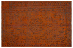 Orange Over Dyed Vintage Rug 6'2'' x 8'11'' ft 187 x 271 cm