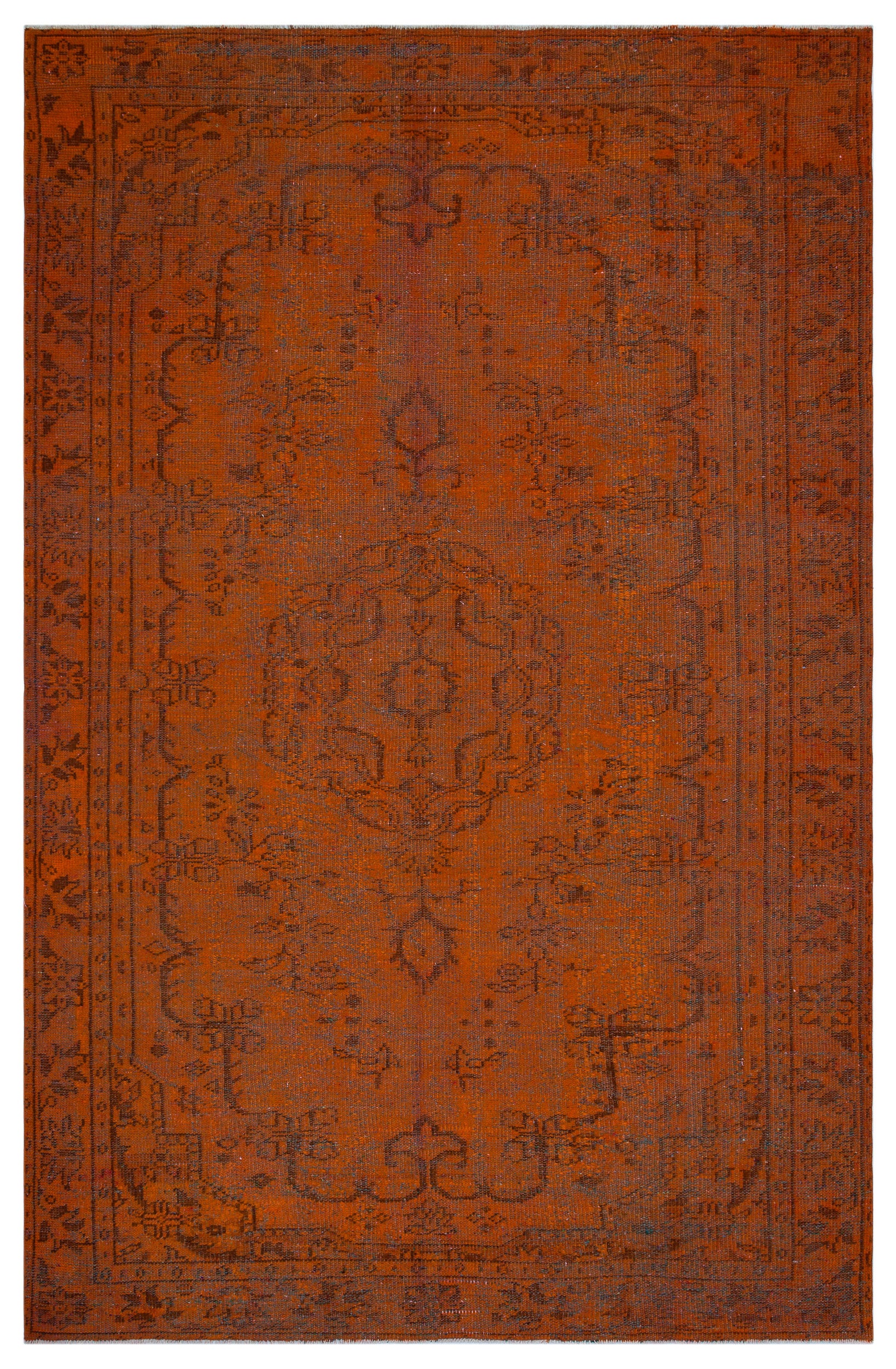 Orange Over Dyed Vintage Rug 6'2'' x 8'11'' ft 187 x 271 cm
