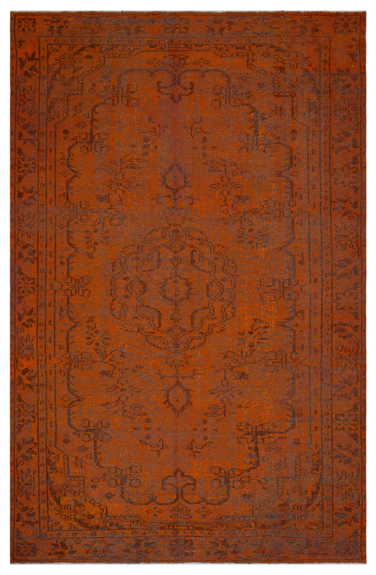 Orange Over Dyed Vintage Rug 6&#39;2&#39;&#39; x 8&#39;11&#39;&#39; ft 187 x 271 cm
