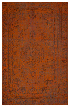 Orange Over Dyed Vintage Rug 6'2'' x 8'11'' ft 187 x 271 cm
