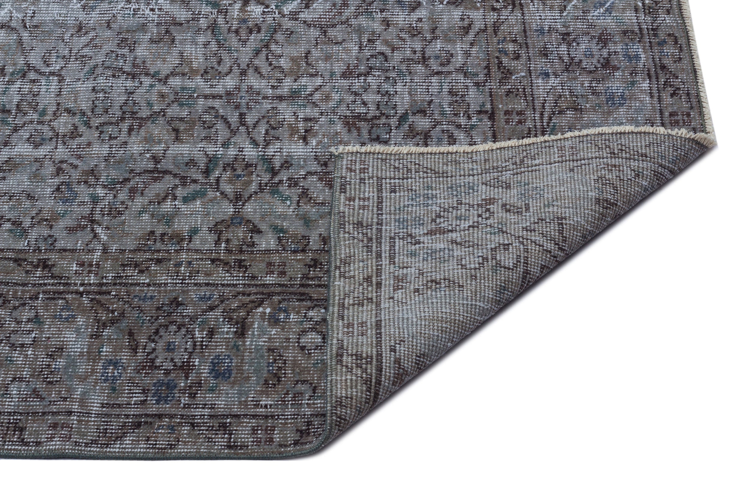 Gray Over Dyed Vintage Rug 5'8'' x 9'5'' ft 173 x 287 cm
