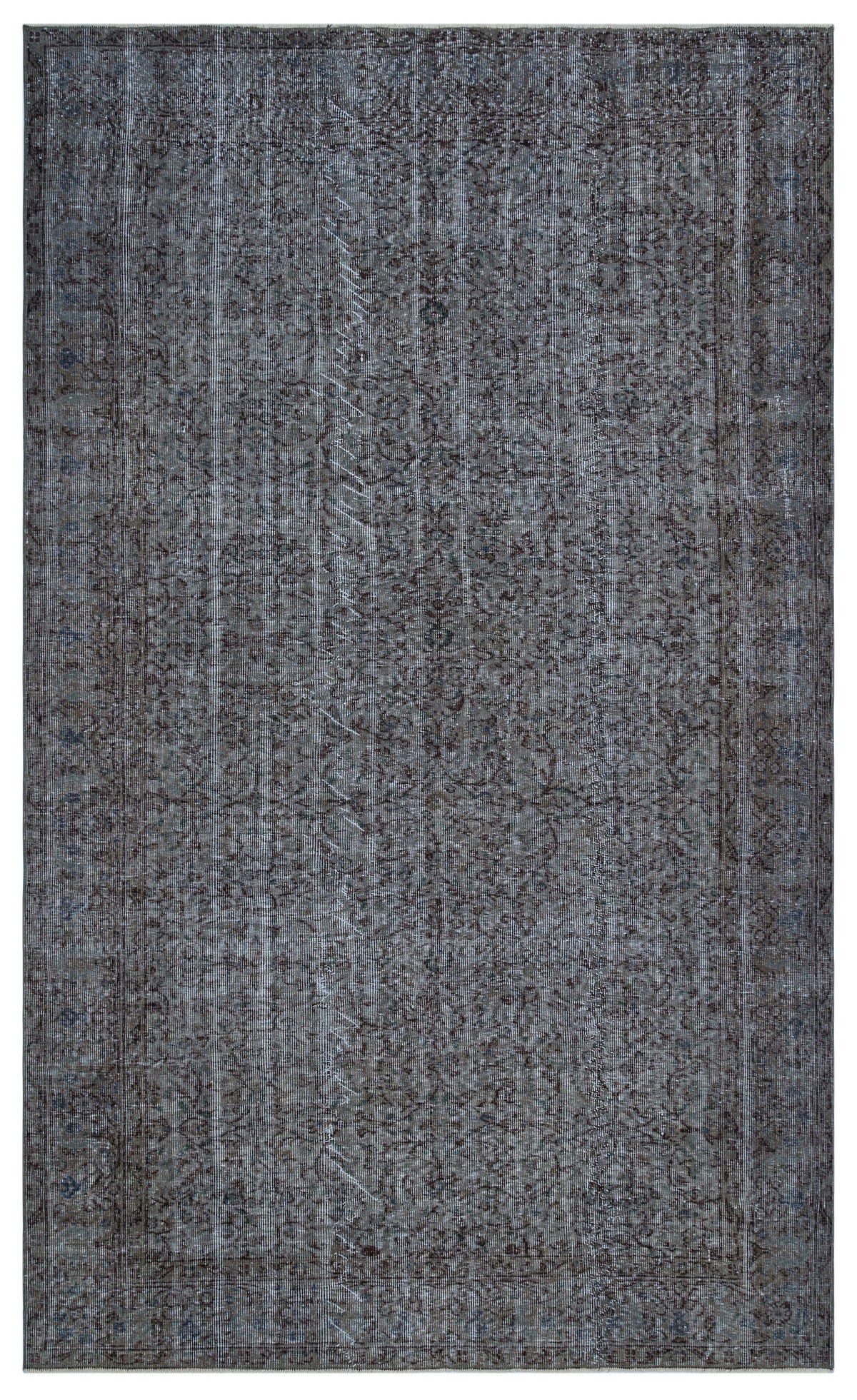 Gray Over Dyed Vintage Rug 5&#39;8&#39;&#39; x 9&#39;5&#39;&#39; ft 173 x 287 cm