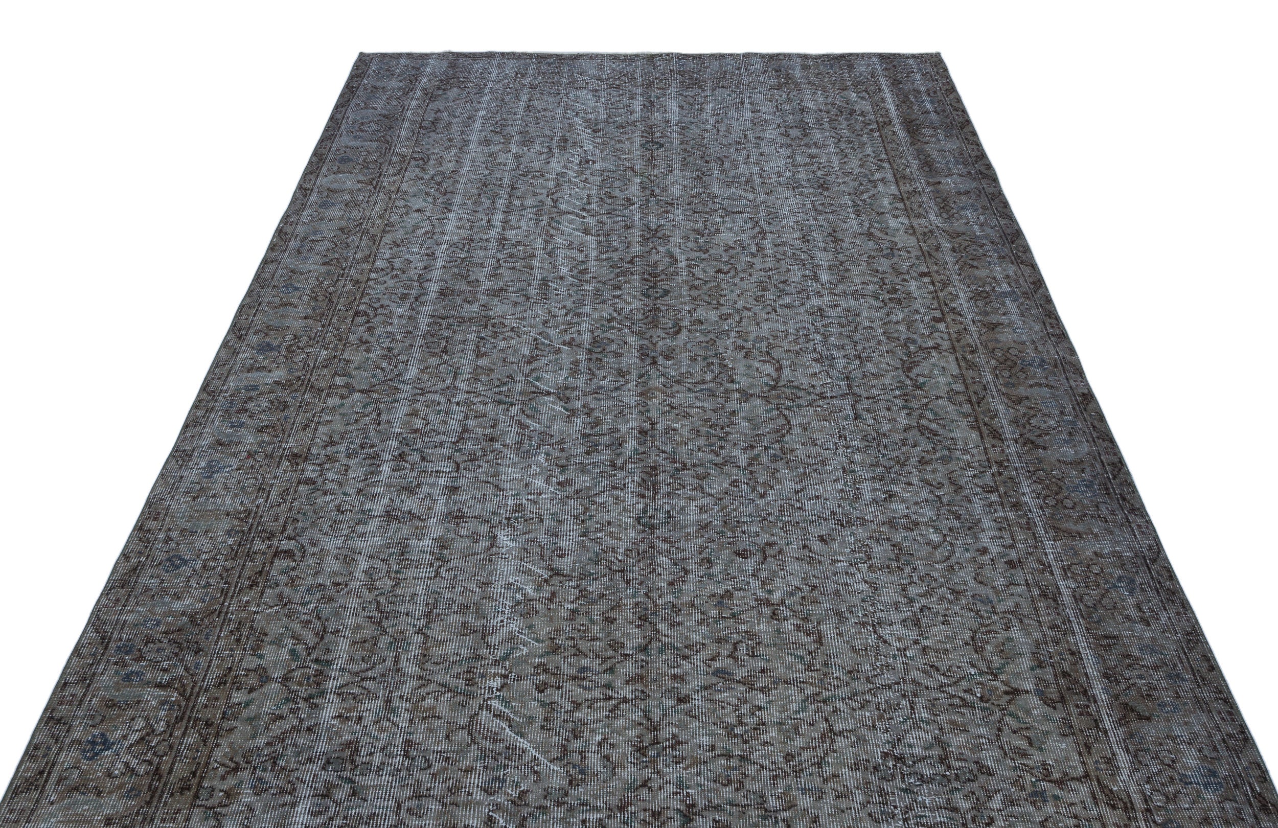 Gray Over Dyed Vintage Rug 5'8'' x 9'5'' ft 173 x 287 cm