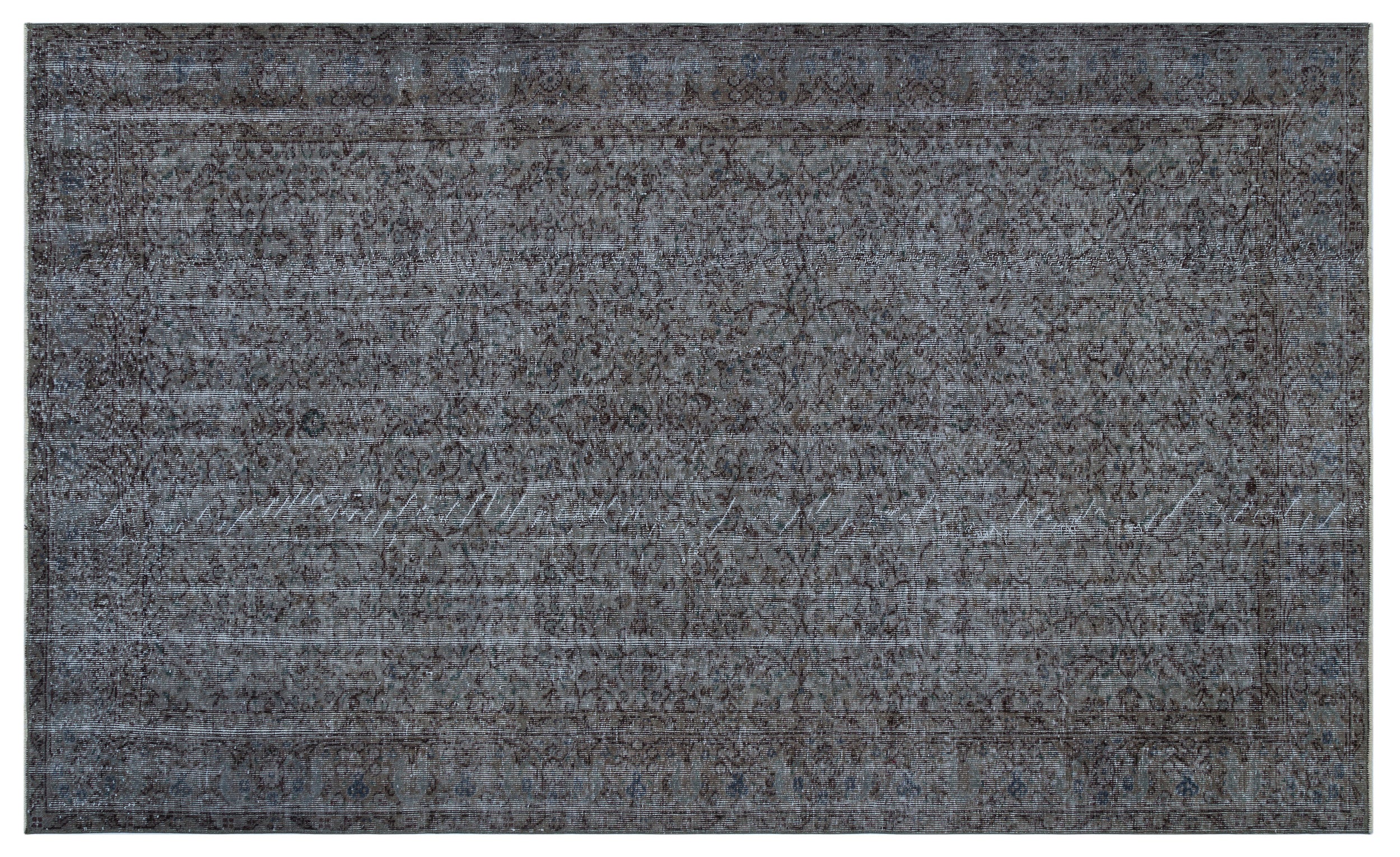 Gray Over Dyed Vintage Rug 5'8'' x 9'5'' ft 173 x 287 cm