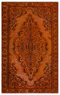 Orange Over Dyed Carved Rug 5'7'' x 9'2'' ft 170 x 280 cm