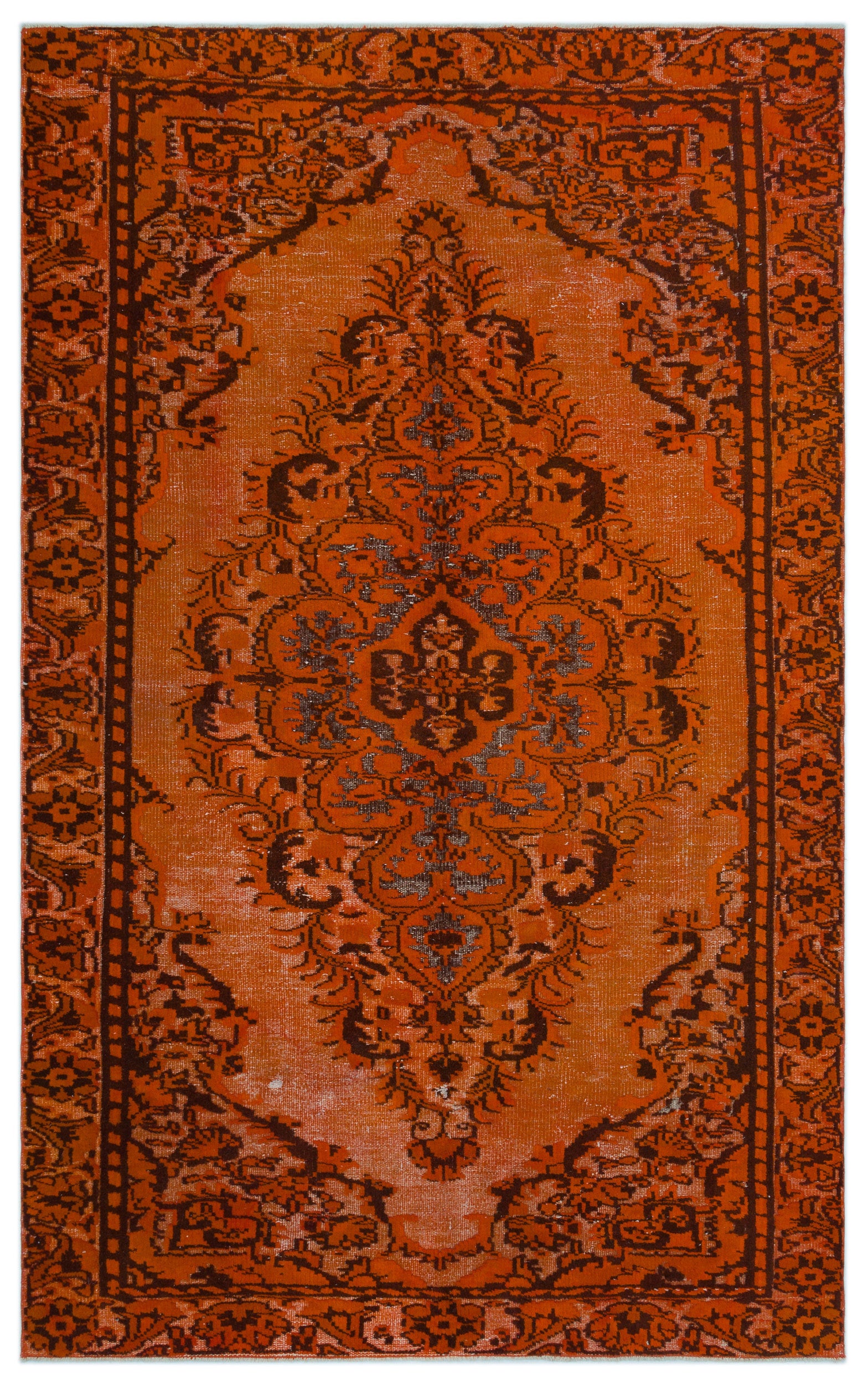 Orange Over Dyed Carved Rug 5'7'' x 9'2'' ft 170 x 280 cm
