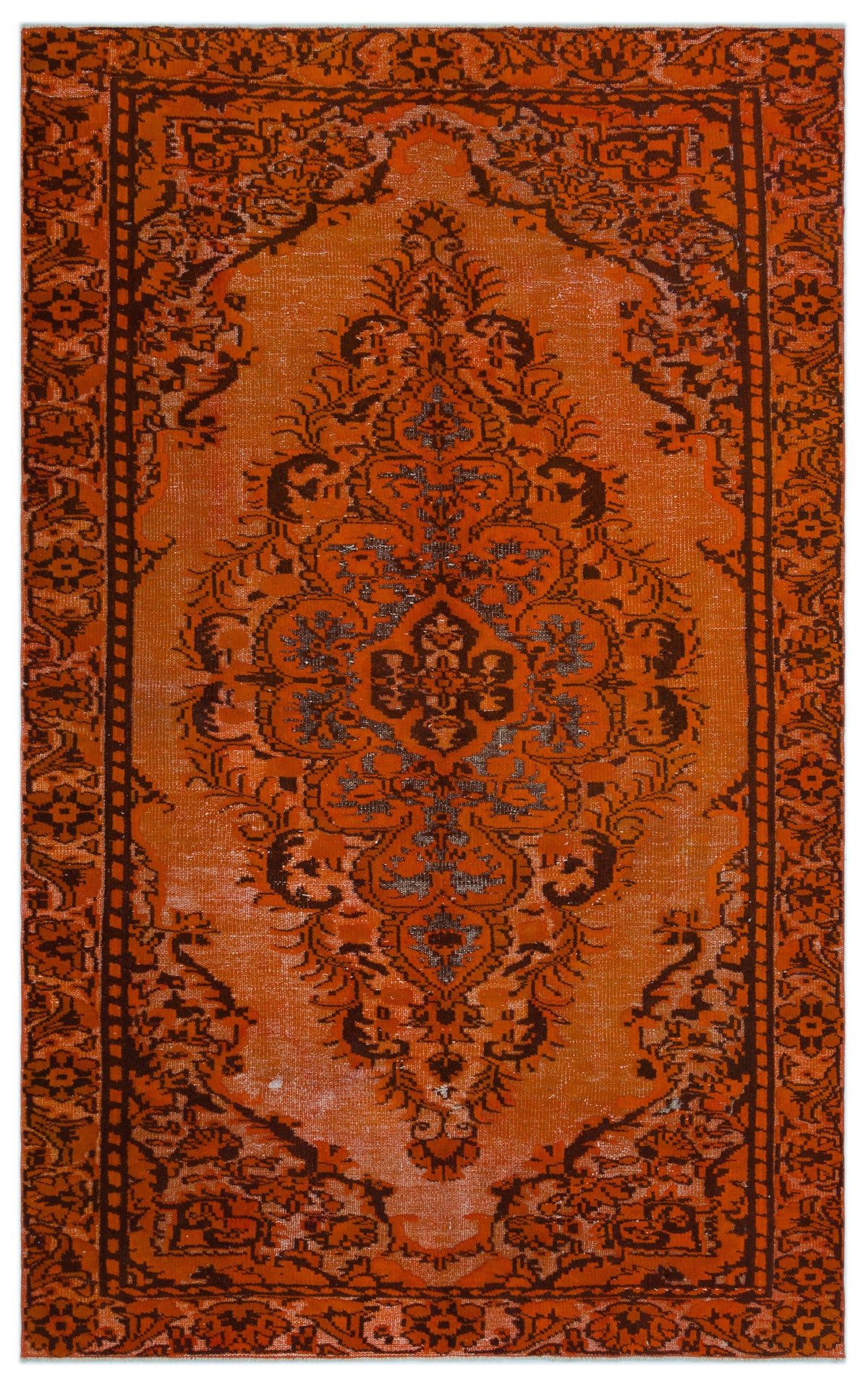 Orange Over Dyed Carved Rug 5&#39;7&#39;&#39; x 9&#39;2&#39;&#39; ft 170 x 280 cm