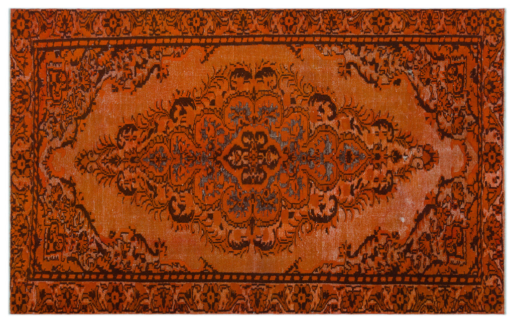 Orange Over Dyed Carved Rug 5'7'' x 9'2'' ft 170 x 280 cm