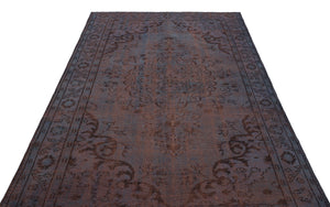 Brown Over Dyed Vintage Rug 5'11'' x 9'7'' ft 180 x 292 cm