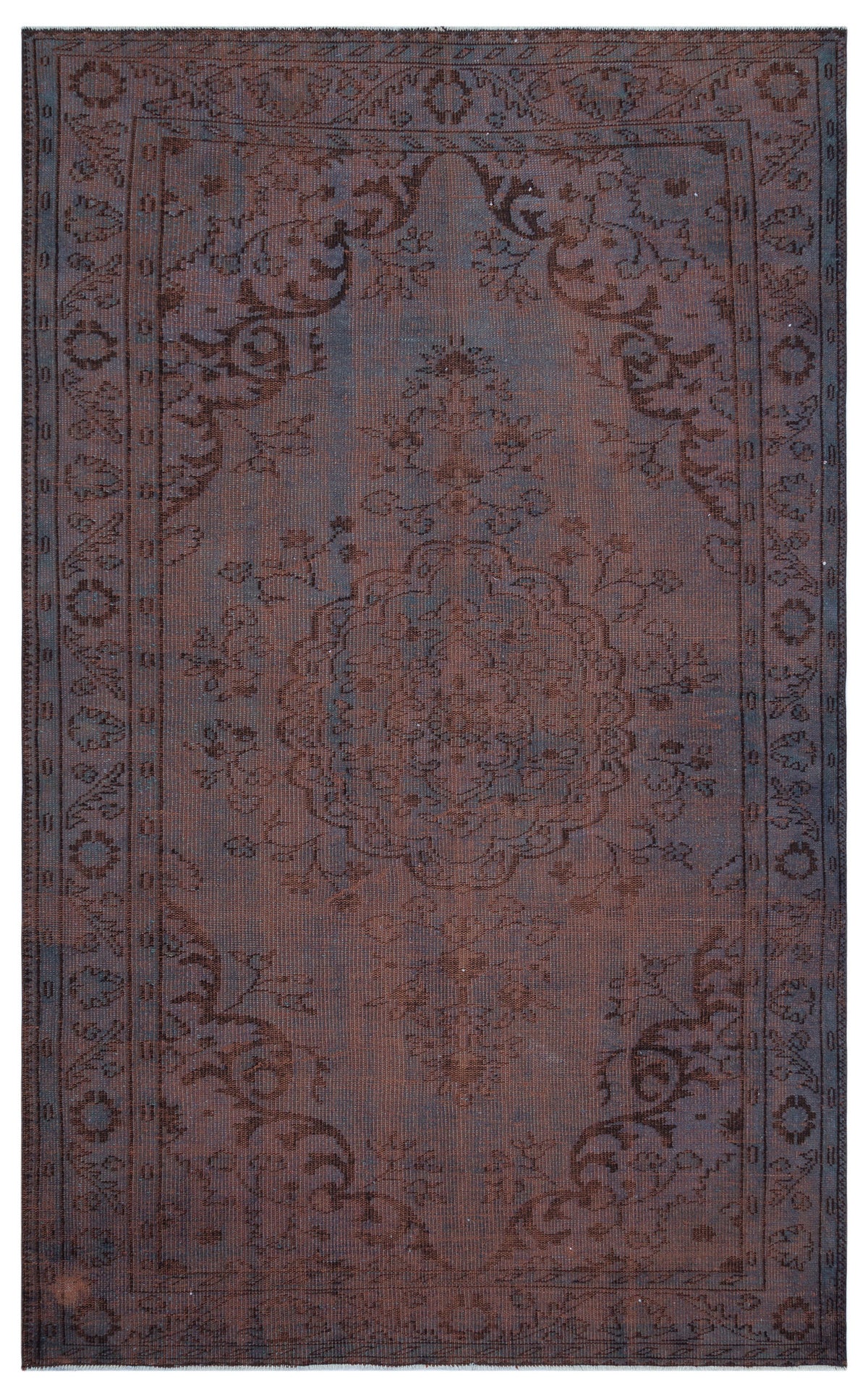Brown Over Dyed Vintage Rug 5&#39;11&#39;&#39; x 9&#39;7&#39;&#39; ft 180 x 292 cm